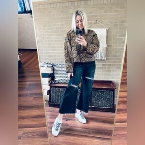 Blu Pepper Animal Print Jacket with Black Trim